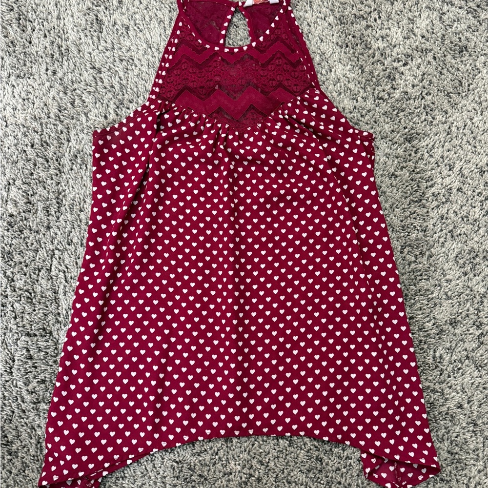 Candie's Burgundy Heart Pattern Halter Blouse